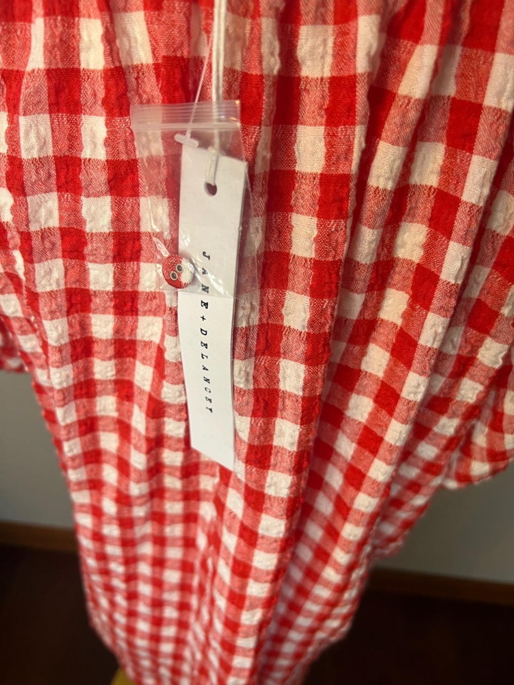 Jane and Delancey Women’s Red White& Blouse Gingham Check Button Up Small - Picture 5 of 8